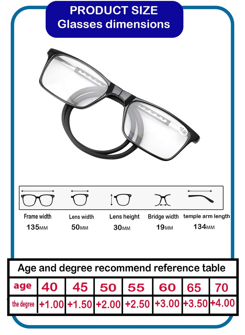 Unisex magnetic reading glasses with ultra-clear lenses and a neck strap for easy attachment. - Image 2
